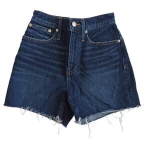 Madewell Women's‎ Curvy High Rise Denim Shorts Size 25 Jean Dark Wash Cut Offs